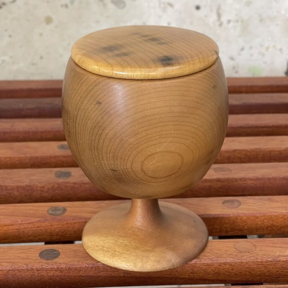 Vintage MCM Oregon Myrtlewood Lidded Goblet Chalice Wine Glass Wooden - Picture 1 of 8